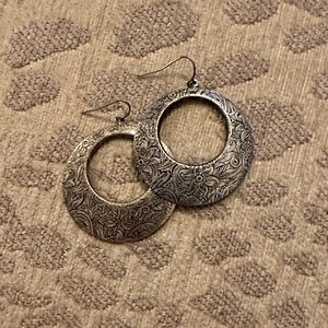 Silver Floral Hoop Earrings